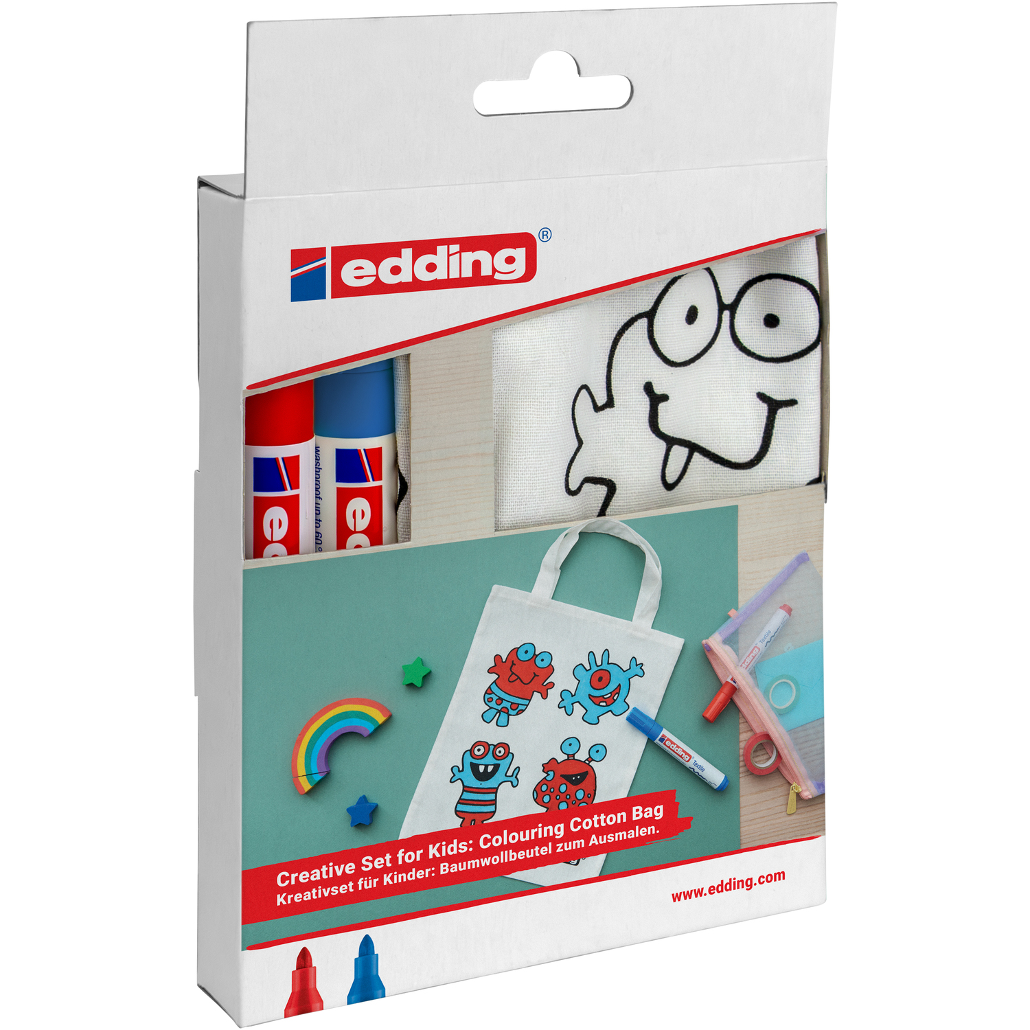 edding Kit sac en coton pour enfants "monstres", 2 feutres