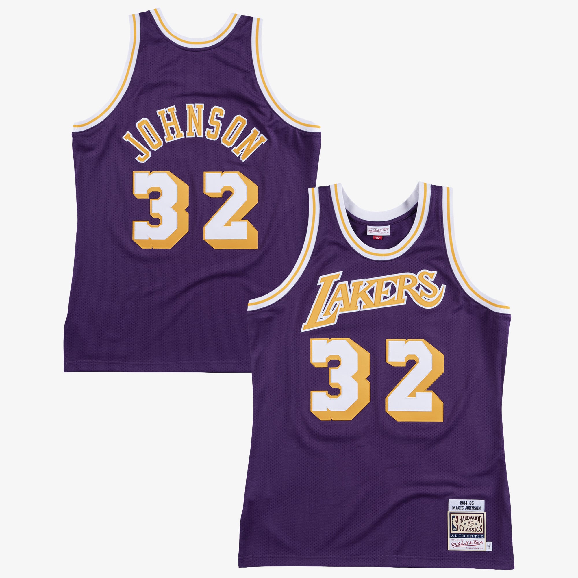 Maillot Authentique Extérieur Los Angeles Lakers Mitchell & Ness Magic Johnson 1984 – Violet - Homme Taille: XL