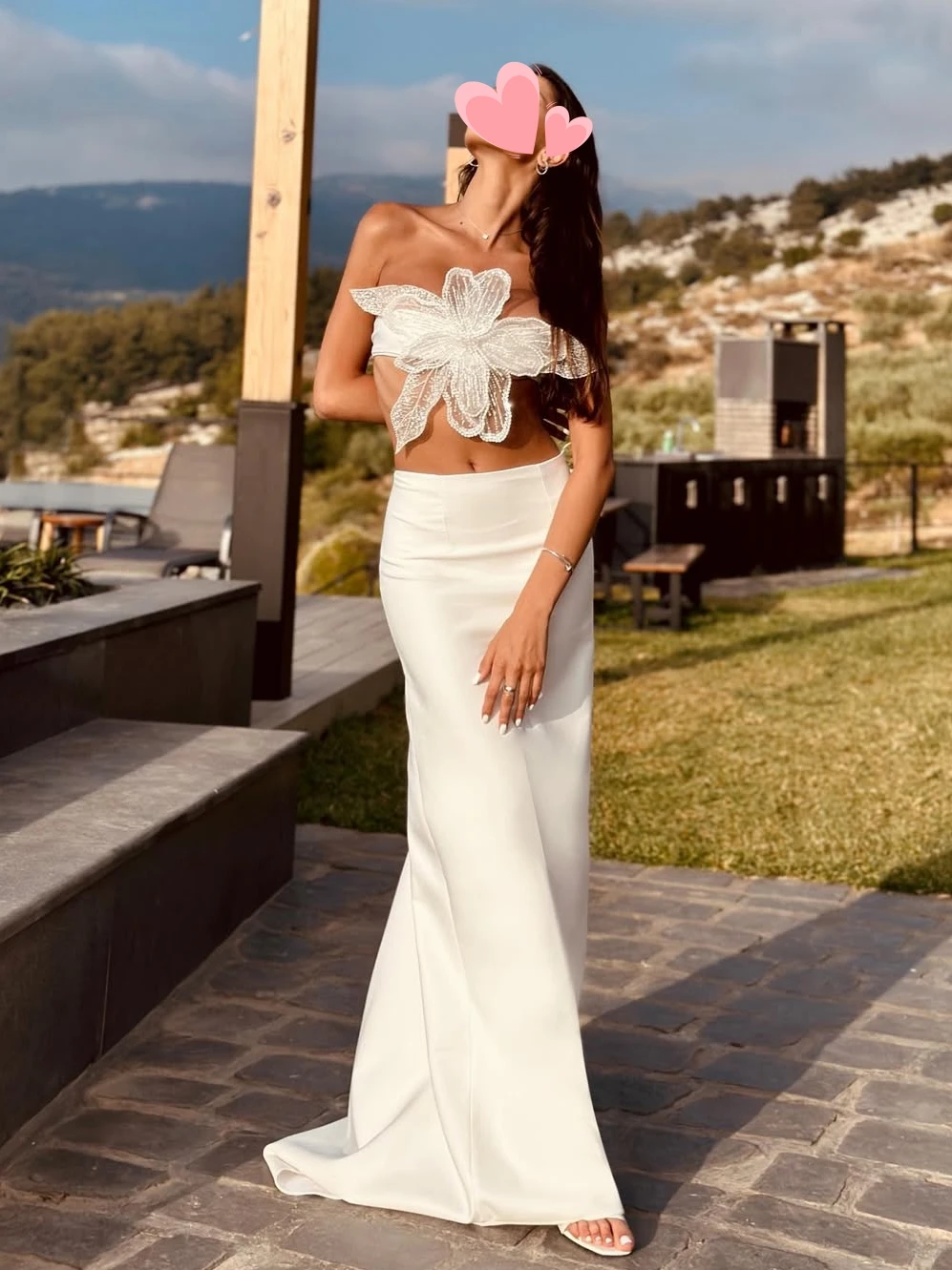 Oisslec Prom Dress Elegant Vintage Sweet Ivory Beads Flower Mermaid Customized Formal Occasion Prom Dress Evening Party Gowns