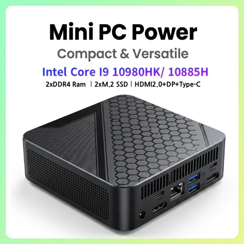 Gaming Desktop Computer Core I9 10980HK Xeon W-10885M E-2276M 2176M Mini Server PC 2*DDR4 2*NVME Dual Lan Office Design Computer