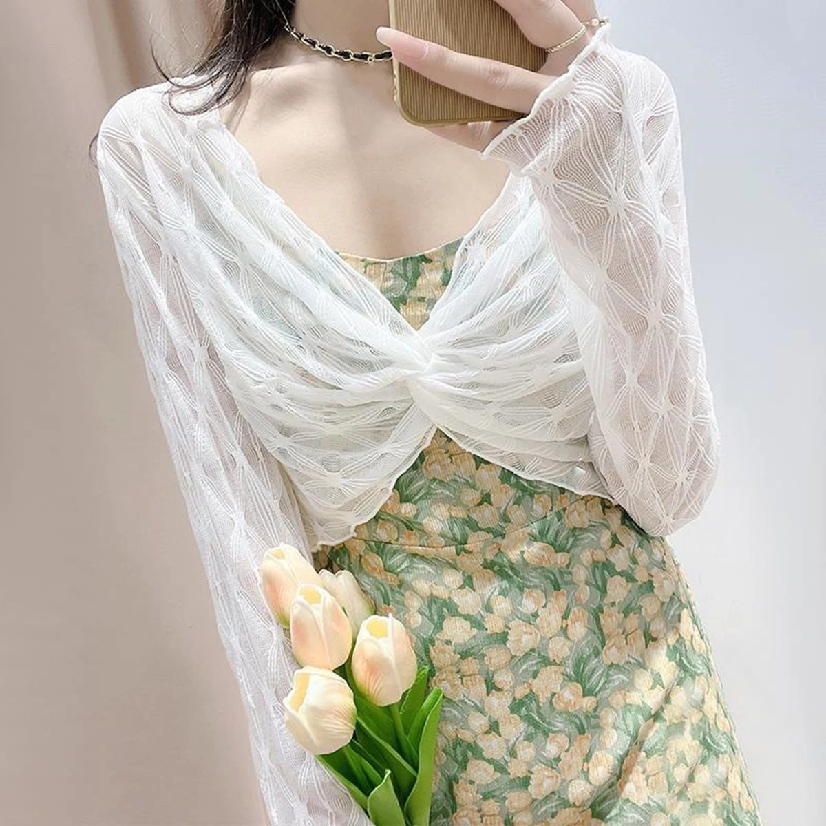 Womens Floral Lace Shrug Open Front Cardigan Shirt Long Sleeve Formal Elegant Shrug Tops Jacket for Dresses