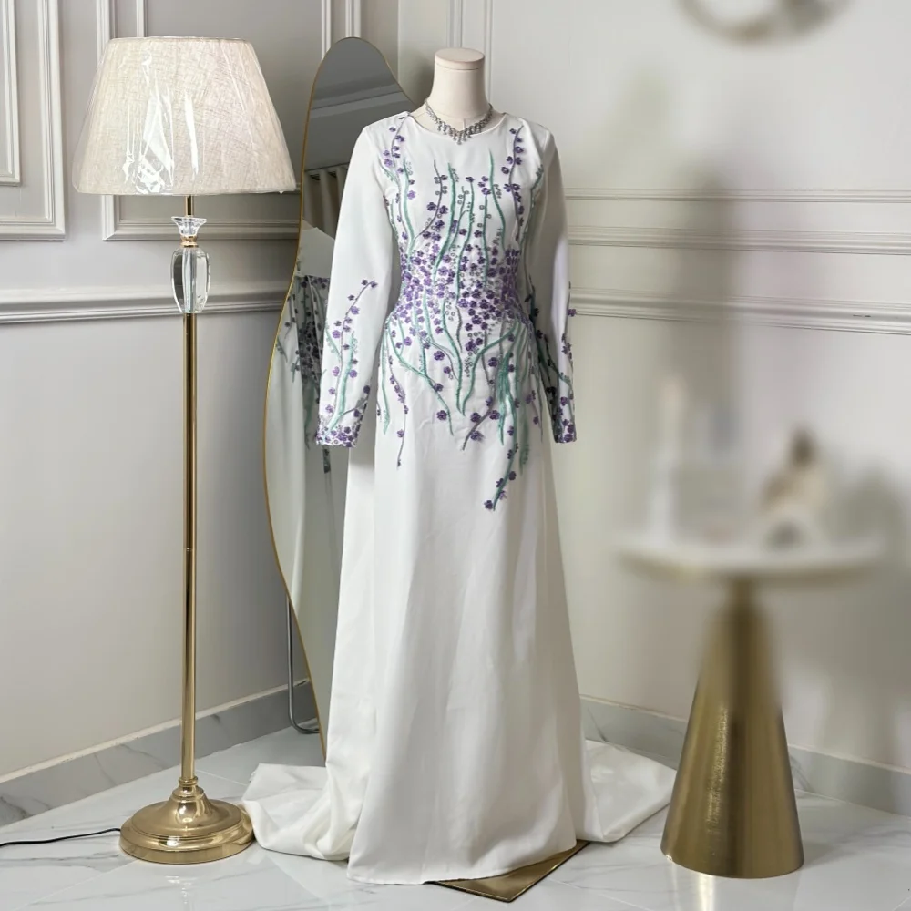 Customized Luxury Formal Evening Dress O-Neck A-line Long Dresses High Quality Wedding Party Dress Exquisite