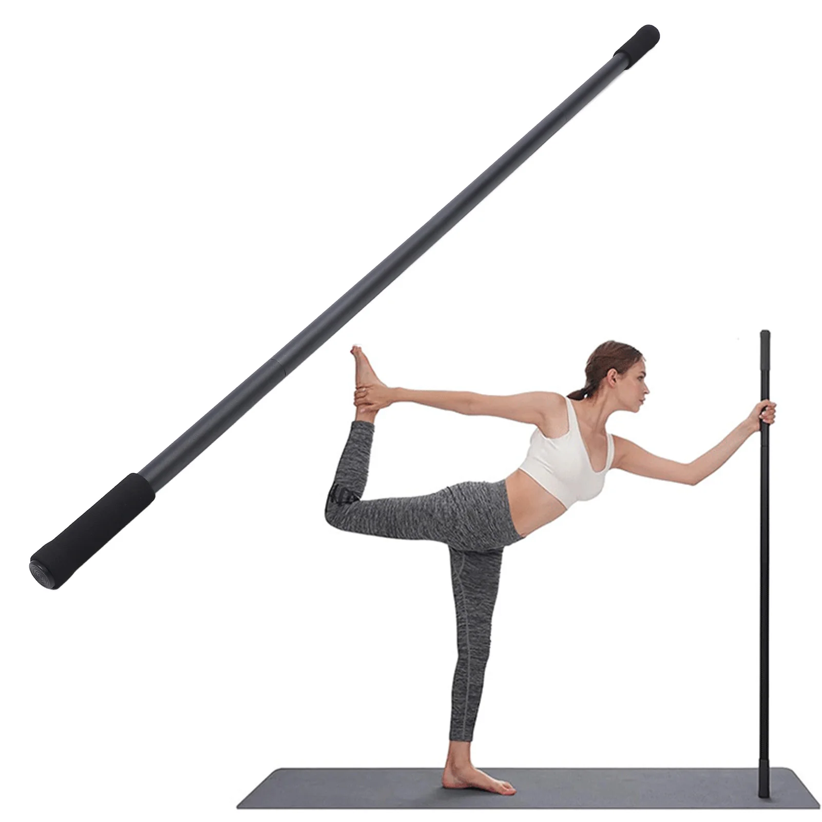 Workout Pole Improved Flexibility Enhanced Balance Anti Crack Metal Yoga Stick Adjustable Workout Stretching Stick for Fitness