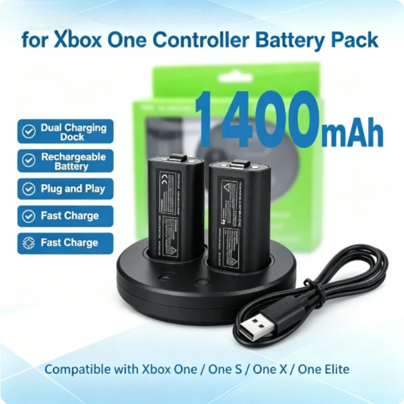 For XBox Series S X Xbox One S X Controller Built-in Battery 1400mAh Rechargeable Battery Gamepad Game Console Accessories