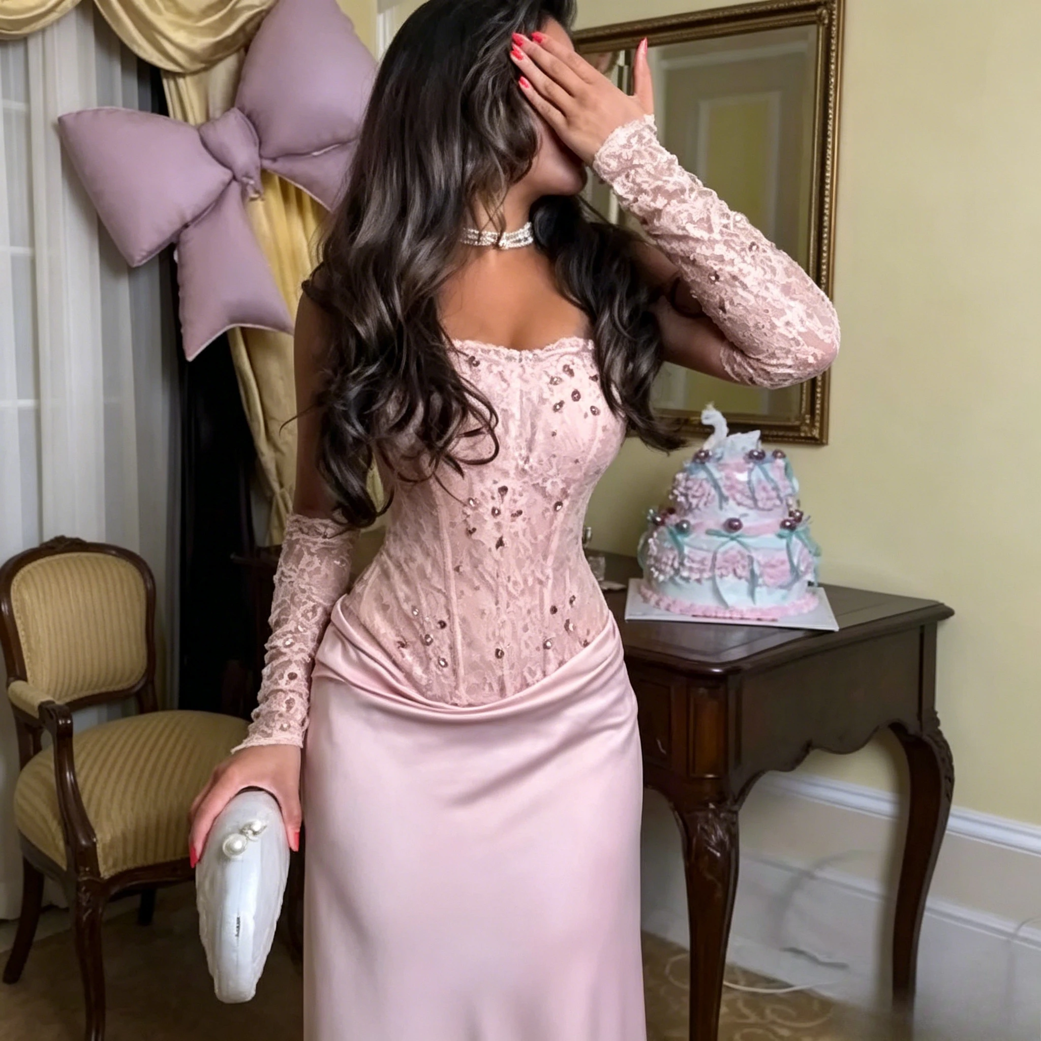 Customized Elegant Blush Pink Mermaid Evening Gown Featuring Strapless Neckline Fully Covered With Sparkly Rhinestones