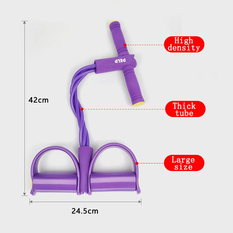 Fitness Gum 4/6 Tube Latex Pedal Exerciser with Sit-Up Pull Rope Elastic Bands Yoga Equipment Pilates Workout Fitness Gear