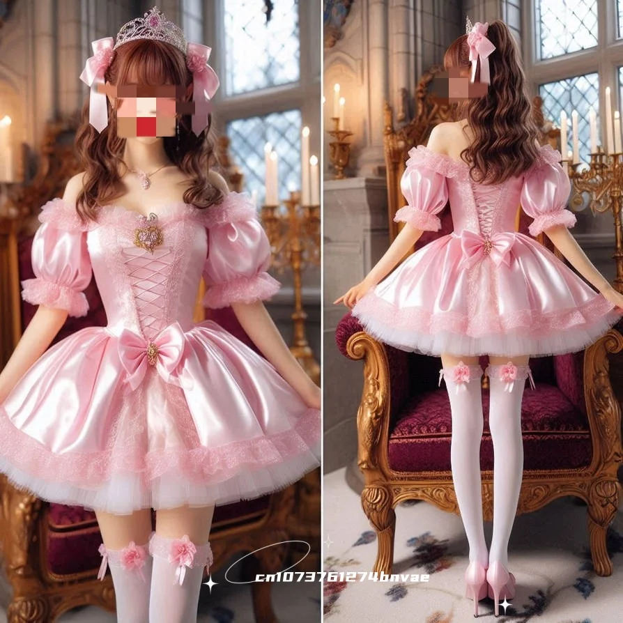 Mini Short Pink Lolita Prom Dress Puff Sleeved Off Shoulder Ball Gown Cocktail Party Dresses Customized Party Birthday Gowns