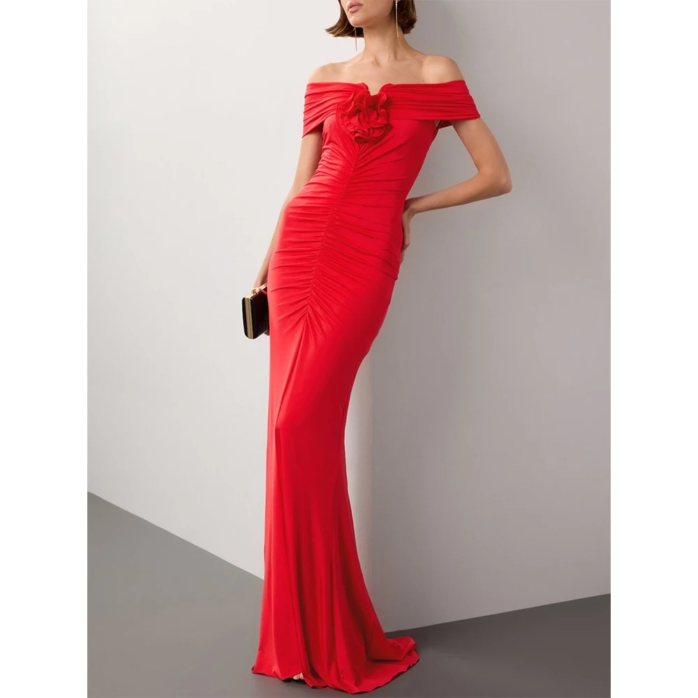 Customized Evening Gown For Wedding Mermaid Formal Party Dress Floor Length Prom Dress Off The Shoulder Saudi Dress