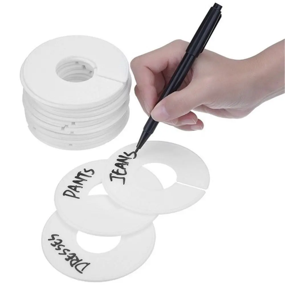 5/10PCS DIY Clothing Size Dividers Plastic Round Hangers Closet Dividers for Clothes Stores or Home White Blank Dividers