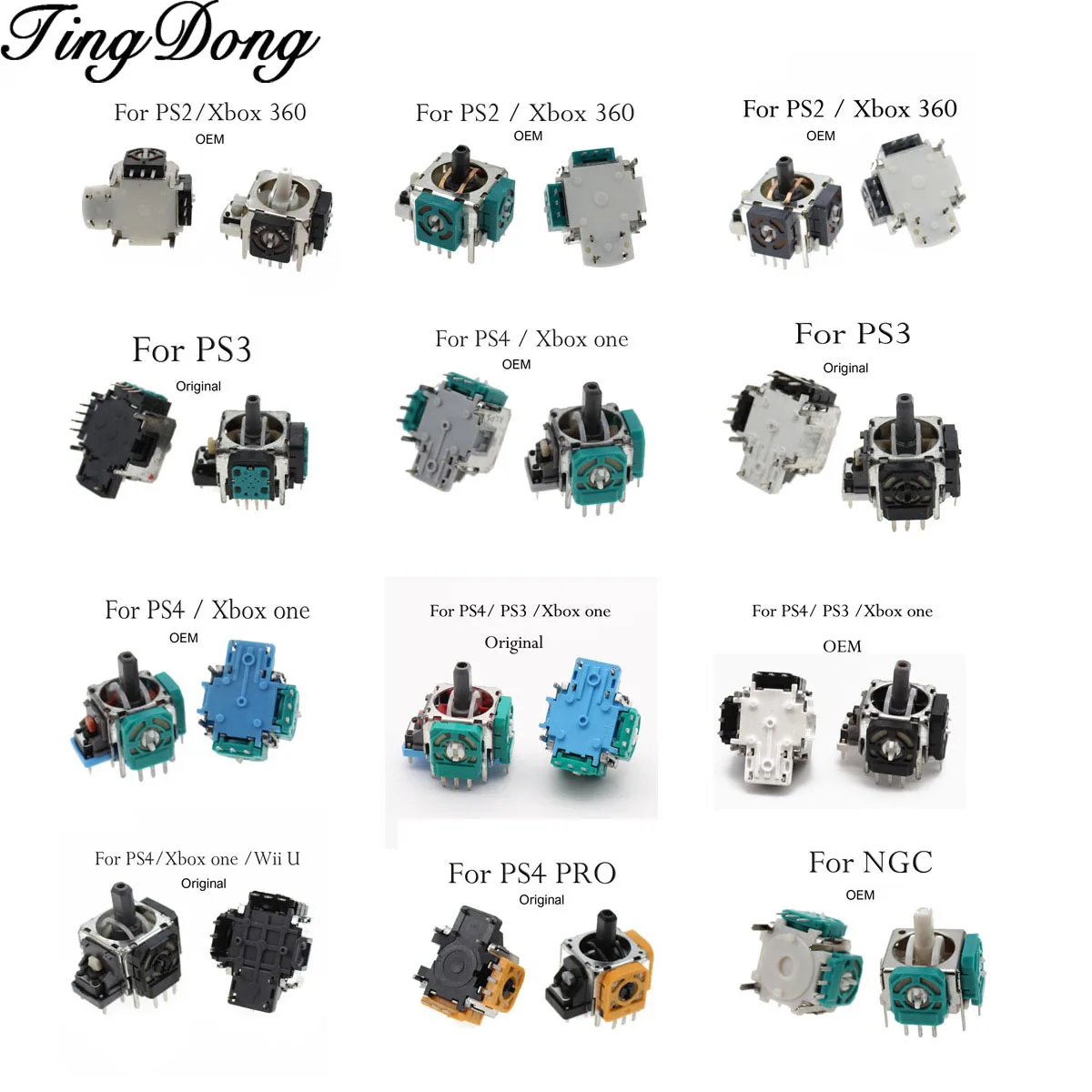 2PCS 3pin Replacement 3D Joystick Analog Thumb Sticks for PS3 PS4 XBOX360 PS2 Controller Gamepad For Xbox One 3