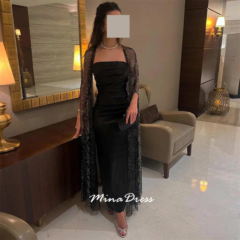 Mina Customized Black Beads Formal Occasion Dresses for Special Occasions Sequins Evening Dress Luxury Elegant Ankle-wise Party