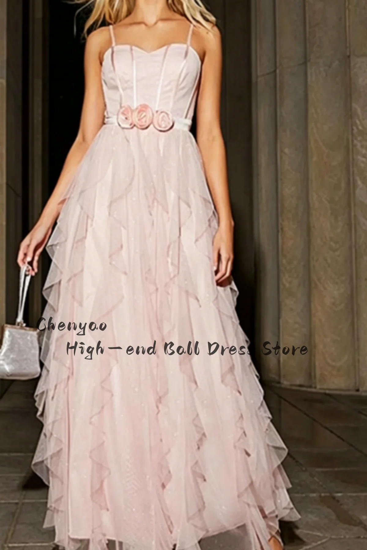 Customized Simple Quinceanera Fashion Neckline Sleeveless Up Floor Tulle Flowers Party Dresses Gowns vestidos de15 quinceañera