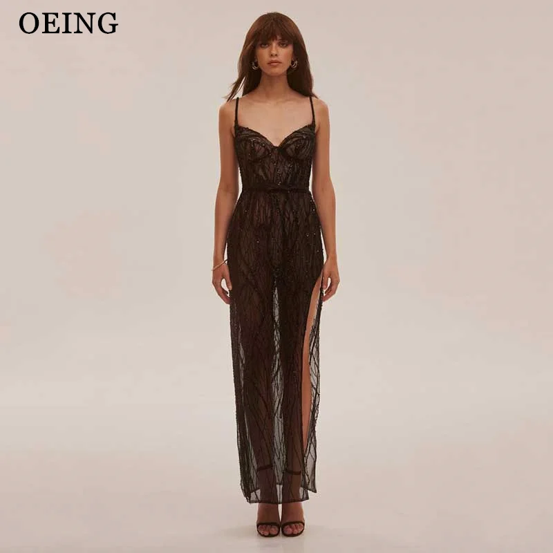 OEING Sexy Prom Dress Elegant Astonishing sequined maxi High Slit Party Dresses Formal Occasion Evening Gowns Vestidos De Fiesta