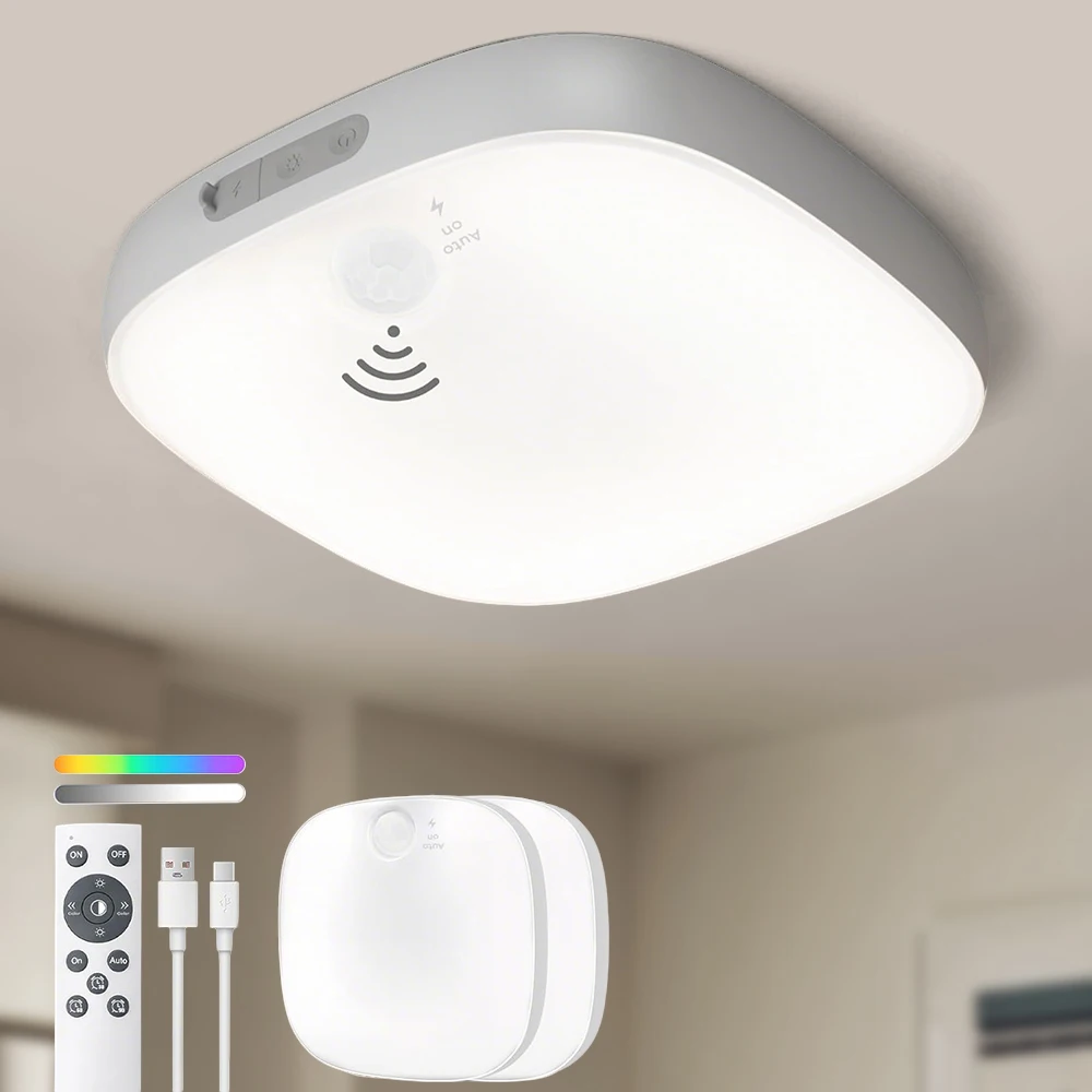 Wasserdichte Duschlampe IP65 mit Fernbedienung - 18 Farben LED-Deckenlampe, Batteriebetrieben, Touch- & Fernbedienung, Magnetisch, Kabellos, Ohne Bohren für Badezimmer, Dusche, als Deckenleuchte,
