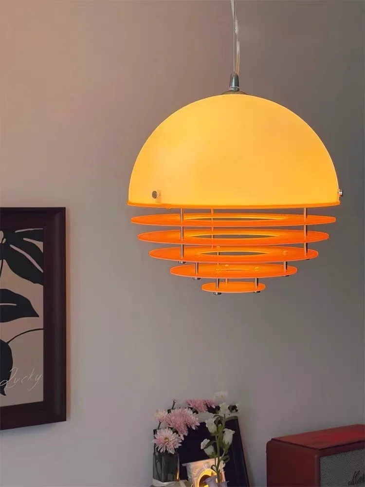 Mittelalterliche nordische Bauhaus-Sonnenuntergangszeit, orangefarbene LED-Pendelleuchten, Kunst, kreative Lampen für Wohnzimmer, Heimdekoration, Kronleuchter
