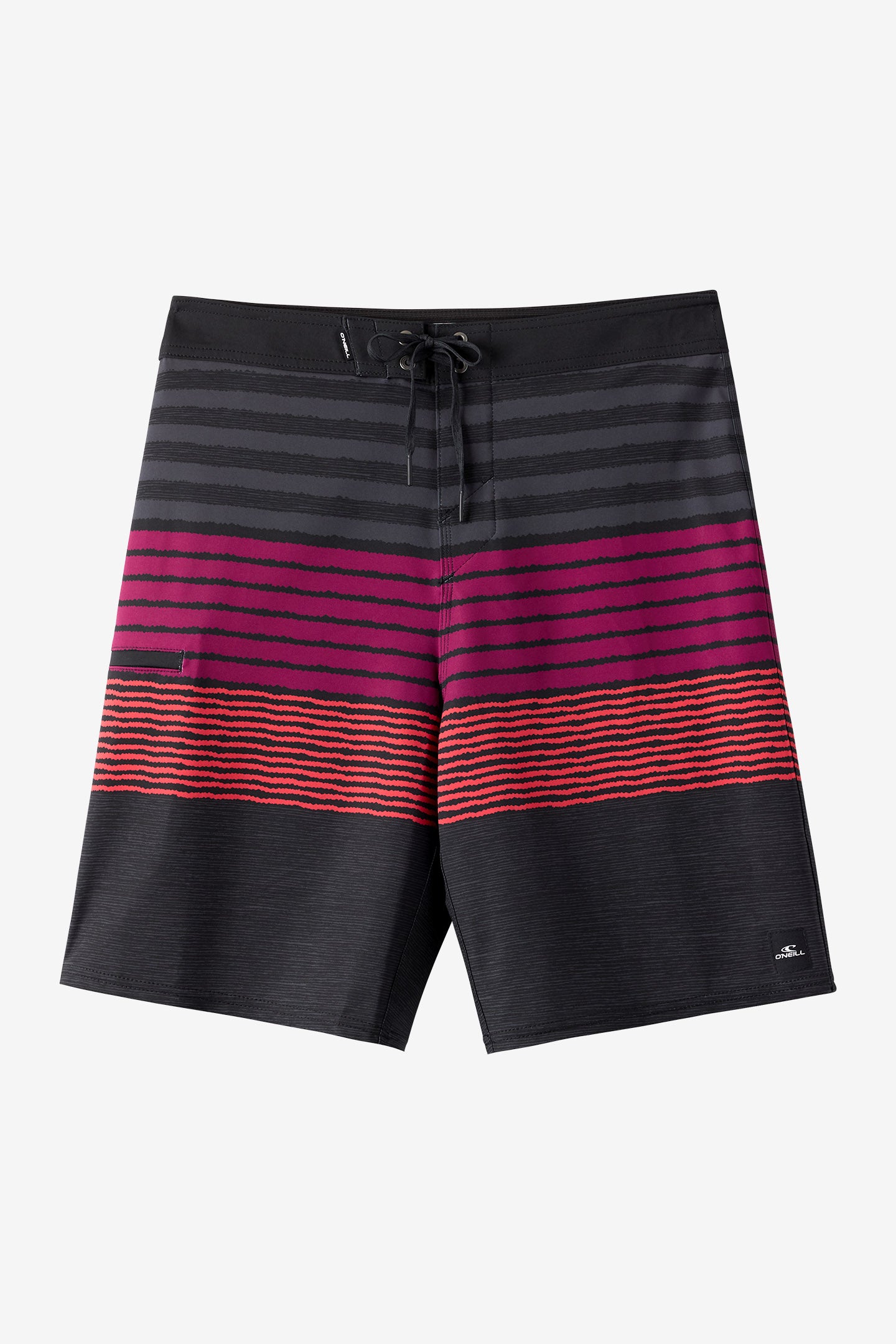 O'Neill Men's Hyperfreak Heat Stripe 20"" Board Shorts in Black 2, Size 42, Elastane/Polyester
