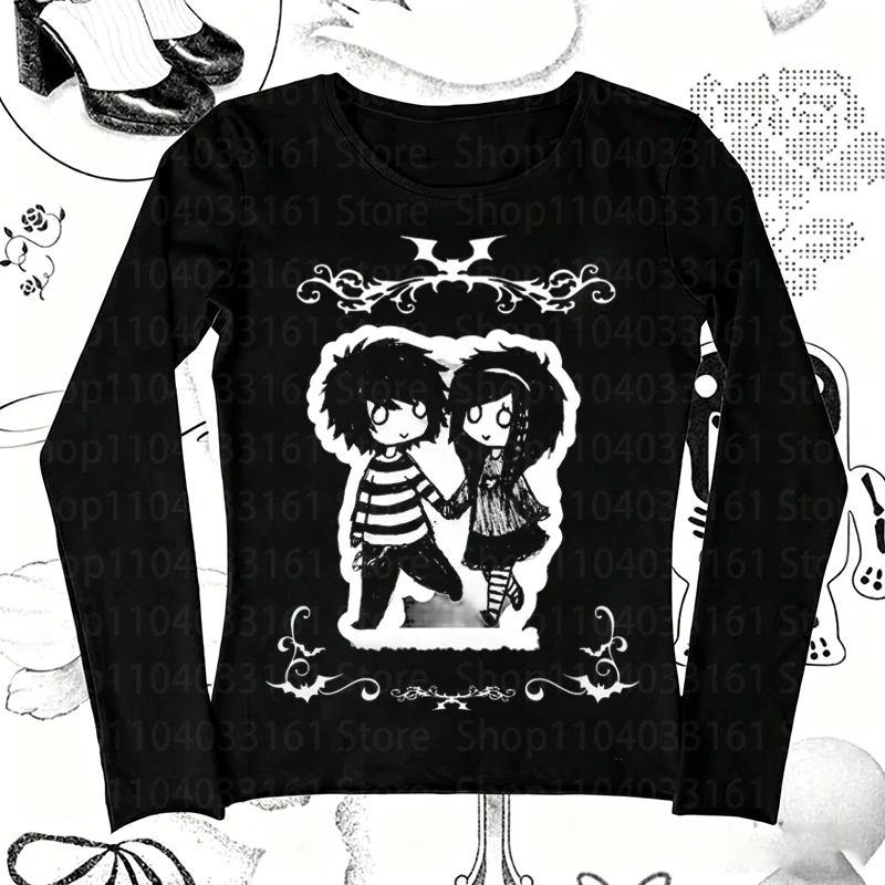 Graphic Tees Y2k Tops 2000s Clothes Y2k Top Crop Top Women Long Sleeve Woman Clothing Graphic T Shirts 90s Vintage Clothes Goth