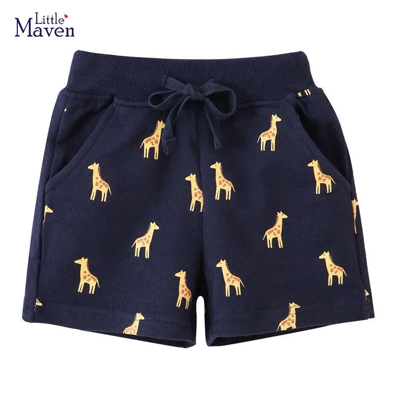 Vêtements pour enfants Little Maven, été 2026, vêtements pour bébés garçons, coton doux et confortable, vêtements pour enfants, pantalon court à motif de girafes