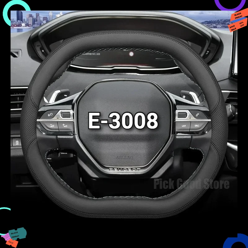 Housse de volant de voiture pour toutes les nouvelles Peugeot E-3008 3008 GT 2026 2025 2024, antidérapante, en cuir, pièces automobiles Peugeot