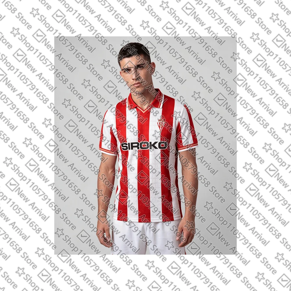 2026/27 Espagne Nouveau Maillot de Football Respirant pour Hommes Adultes S-Sporting G-Gijón Séchage Rapide Unisexe pour Match et Entraînement à Domicile