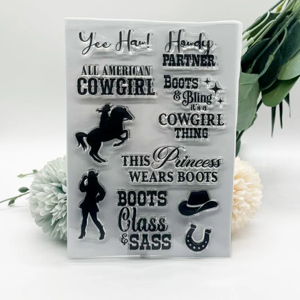 KSCRAFT Cowgirl Sentiment clair timbre matrices de découpe pochoirs pour bricolage Scrapbooking décoratif gaufrage bricolage cartes en papier