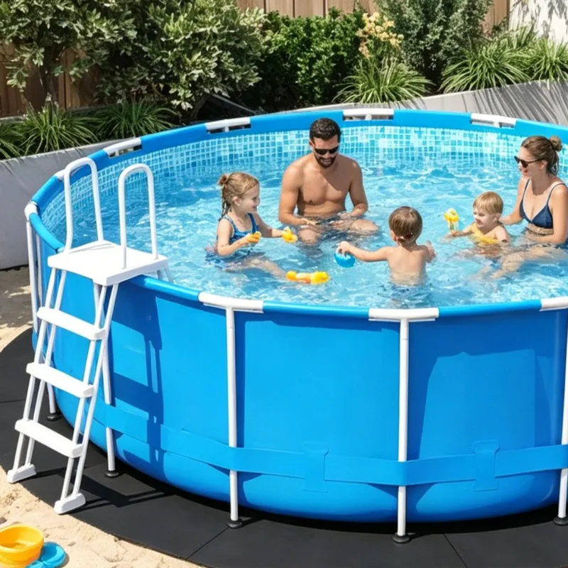 Protecteur de sol pour piscine extérieure, tapis de piscine en tissu non tissé, couverture de sol de piscine pliable, rangement facile pour jardin, patio, environnement de piscine