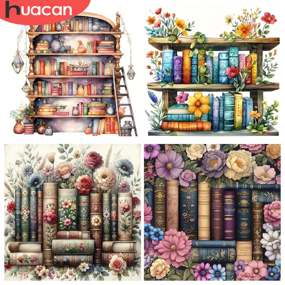 HUACAN Kits complets diamant 5D bricolage diamant mosaïque livre étagère paysage peinture Kits faits à la main bricolage artisanat Art