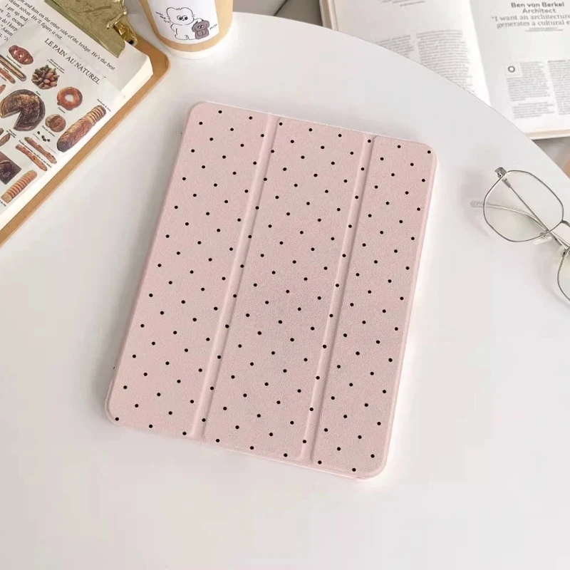 Housse en acrylique PU à pois pour iPad Air 2, iPad 10e génération 10.2, iPad 7/8/9e génération, iPad Air 4/5 10.9, iPad Air 11/13, iPad Pro 12.9, iPad Pro 11 2024 A16 11e génération