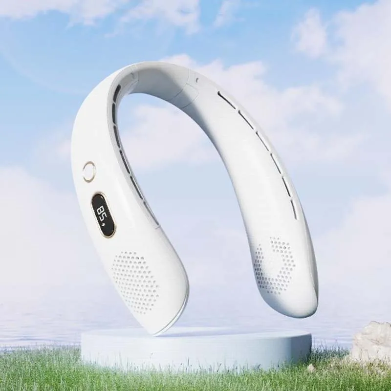 Ventilateur de cou portable, mini climatiseur, ventilateur sans pales, rechargeable par USB, ventilateur portable pour le refroidissement et le chauffage