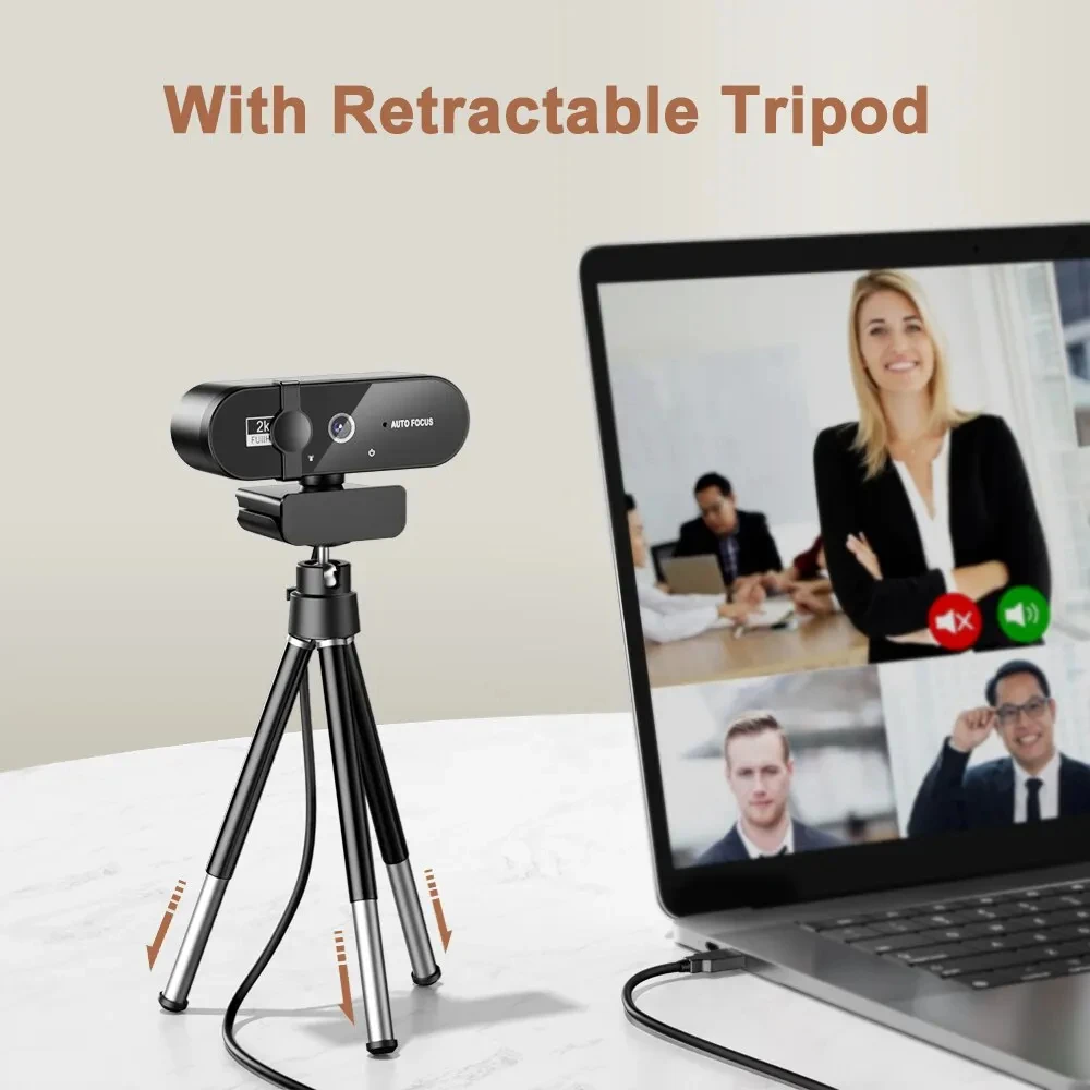Webcam 4K, mini caméra 1080P, webcam Full HD 2K avec microphone, 30fps, webcam USB pour mise au point automatique, caméra vidéo pour PC portable