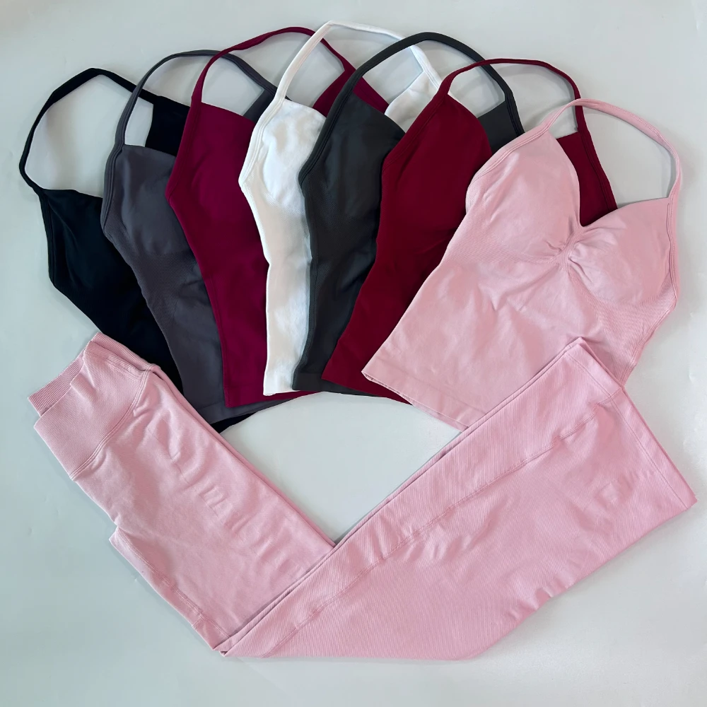 Ensembles de sport deux pièces pour femmes : débardeurs et leggings évasés, tenues de fitness, ensembles de survêtements, vêtements de sport pour la gym, tenues de sport actives