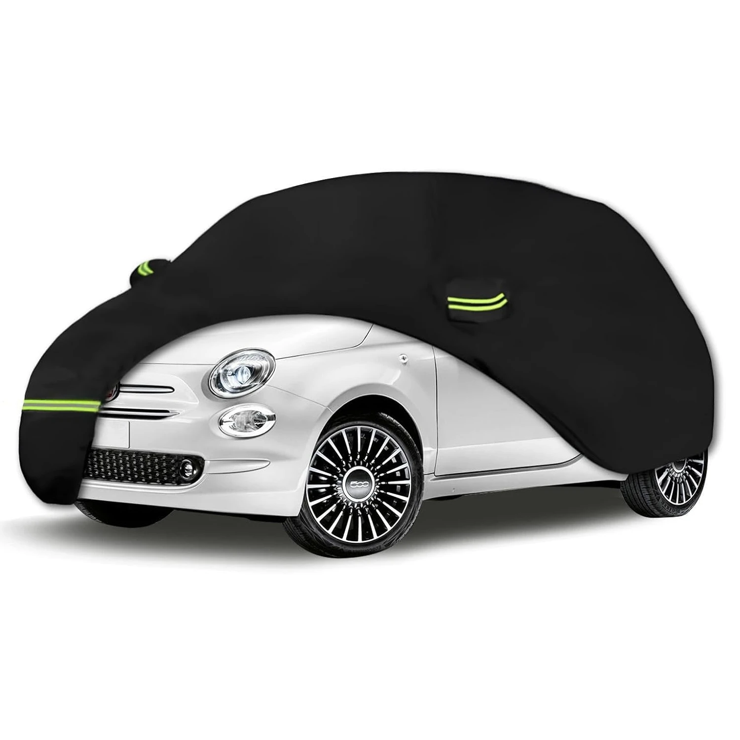 Housse de voiture imperméable 210T pour Fiat 500/500C/500E Abarth/Nouvelle Fiat 500 (2007-2023), noir, personnalisée, protection contre les intempéries