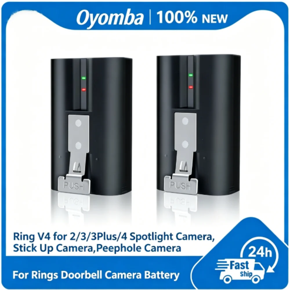 Lot de 2 batteries Li-ion 3,65 V 6040 mAh compatibles avec Ring Video Doorbell 3/3PLUS/4 Stick Up Cam Spotlight Cam Peephole Cam