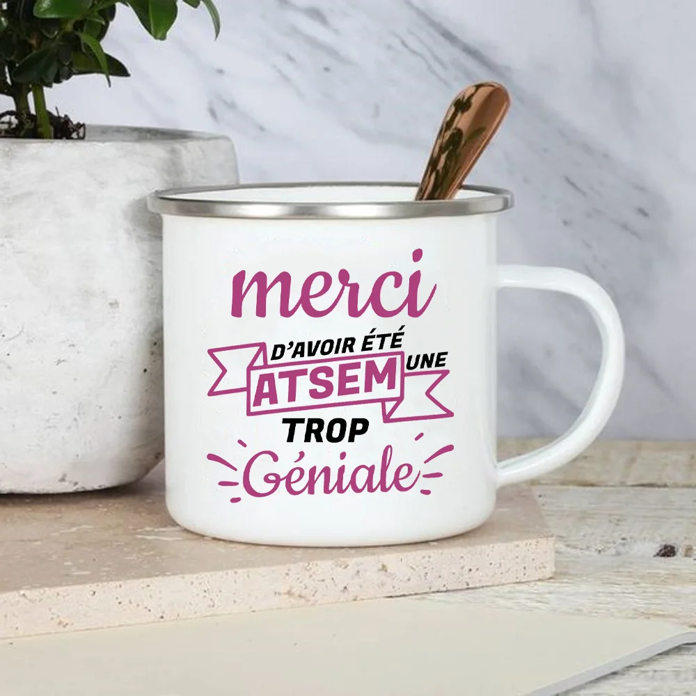 Tasse émaillée Atsem pour les amateurs de café, merci d