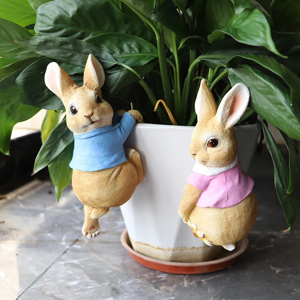 Figurine de lapin mignonne, décoration de jardin, fournitures de jardin, pot de fleurs en résine, pendentif artisanal, cadeaux pour pot de fleurs de jardin