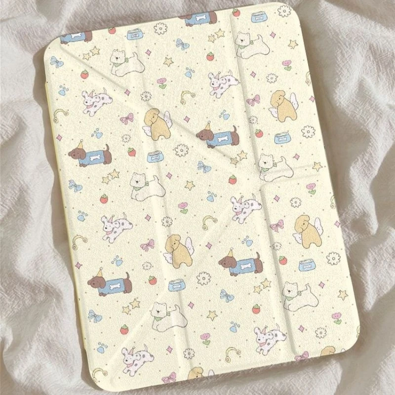 Étui pliable Angel Puppy 3+Y pour iPad 10.2 7/8/9e génération, iPad 4/5 10.9 10e génération, iPad 7e génération, iPad Mini 6 8.3, iPad Pro 11/13, iPad Air 11/13, iPad Pro 12.9 A16 2025