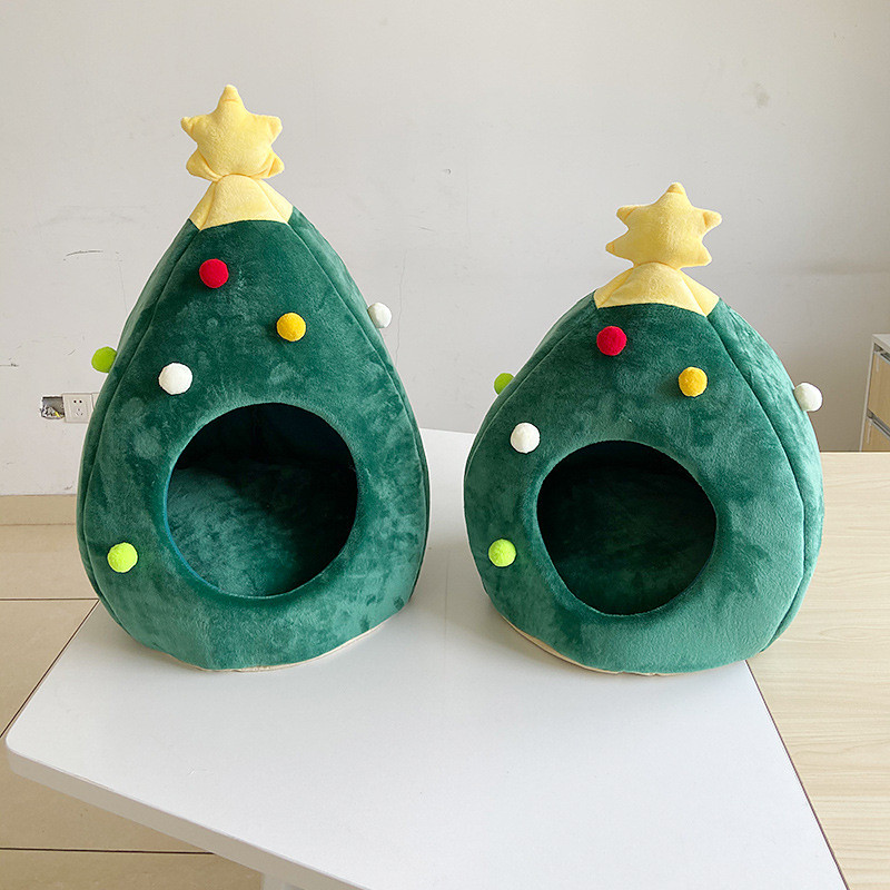 Christmas Tree cat litter Dog litter Winter warm pet litter Winter Cat house pet supplies Teddy pet bed