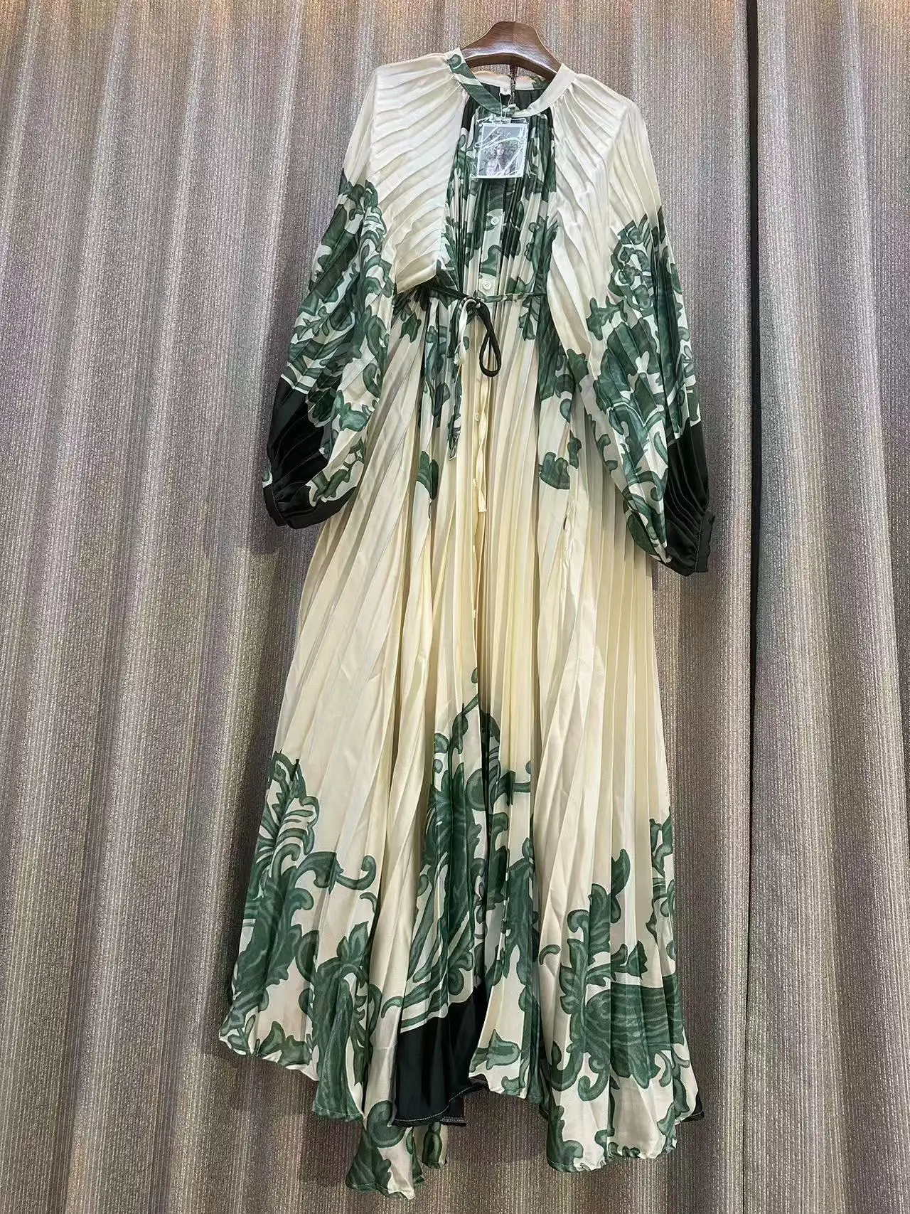 Temperament Women Lantern Long Sleeves O-Neck Single Breasted Print Maxi Dress Elegant Vintage Chic 2025 New Summer Party Dress - Aliexpress UK
