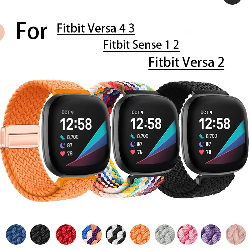 Nylon Loop Band for Fitbit Versa 4 3 Sense 2 1 Magnetic Replacement Wristband for Fitbit Versa 2 Correa Pulseira