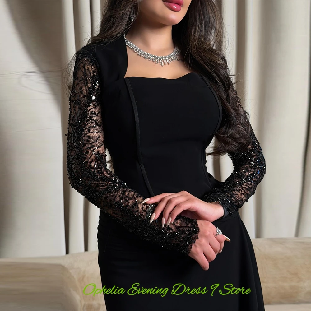 Fashion Jersey Evening Dress Graceful Mermaid Prom Dresses Delicate Beading Square Collar Customized Special Occasion Gowns