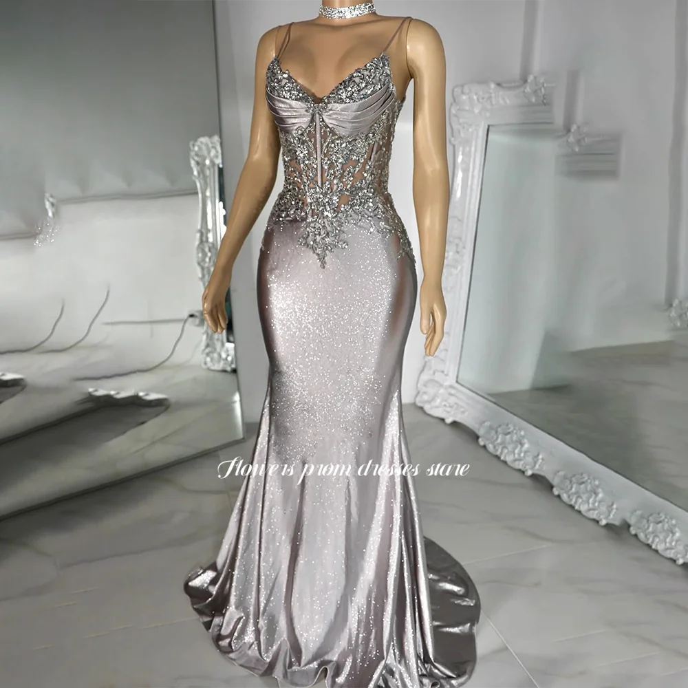 Flowers Mermaid Party Dress with Applique Sequined Evening Dress Formal Party Dress for Women فساتين مناسبة رسمية Customized