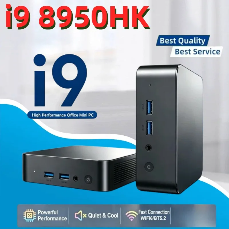 New Intel Core i9 8950HK Mini PC 16GB RAM 1TB 2TB SSD PC Gamer Computer Dual WIFI 6 BT5.2 4K HD Mini Gaming Pc Desktop
