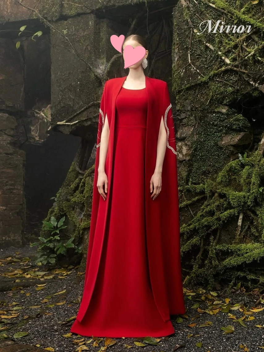 Mirror Dress Elegant Vintage Sexy Red Crystal Cape Stylish New Customize Formal Occasion Prom Dress Evening Party Gowns