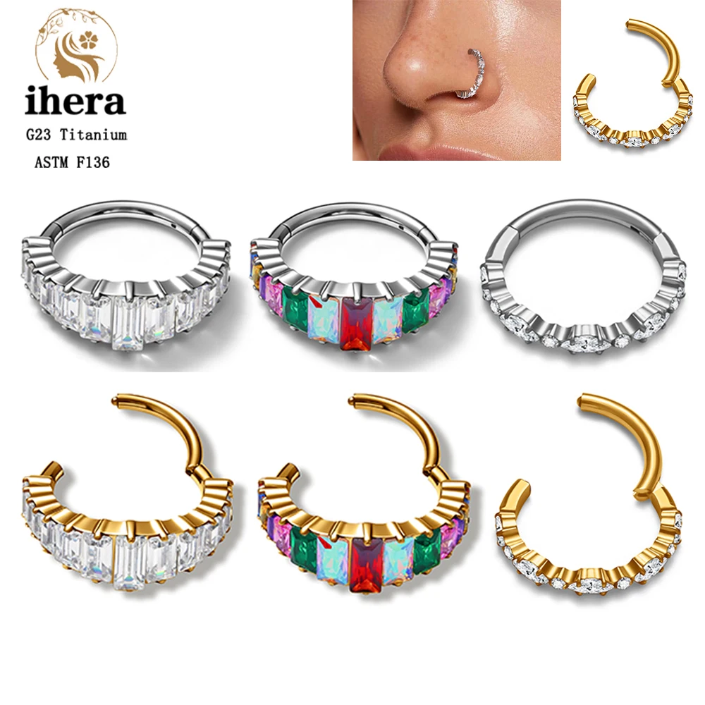 ASTM F136 Titan Marquise Quadrat CZ Septum Clicker Ring 16G Klappbarer Segment-Creolenring Knorpel-Helix-Nasenpiercing-Schmuck - Aliexpress DE