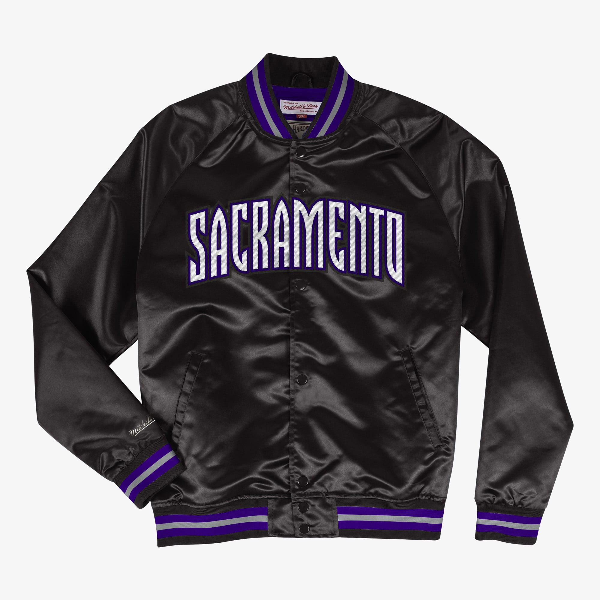Sacramento Kings Mitchell & Ness Leichte Satinjacke – Schwarz – Herren