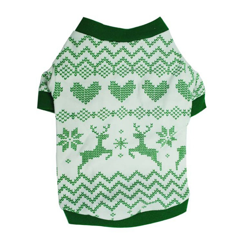 Dog Shirt / T-Shirt Winter Dog Clothes Green Costume Cotton Reindeer Fashion Christmas XS S M L
