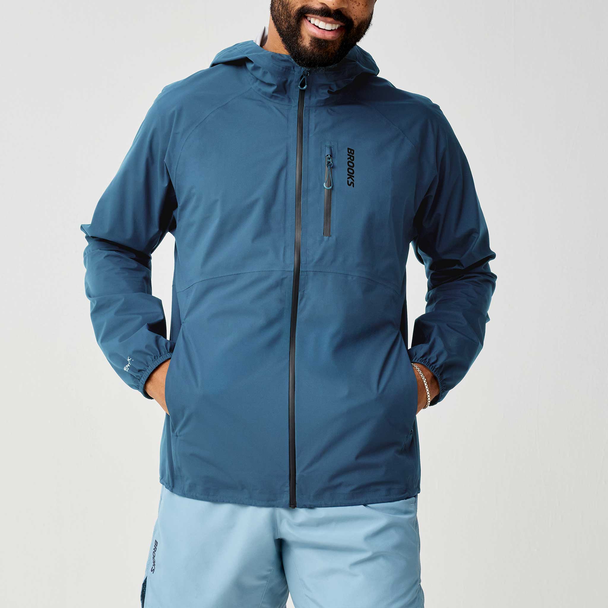 Brooks Canopy Waterproof Jacket Men's Running Apparel Indigo