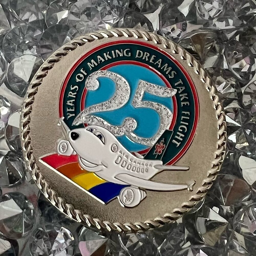 Disney Accents | Disneyland Coin 25th Anniversar Airplane Making Dreams Take Flight Air Canada | Color: Blue/Silver | Size: Os