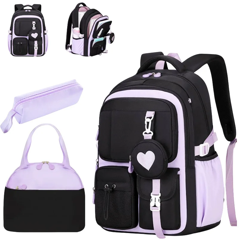 Sacs d'école pour enfants, ensemble de sacs d'école pour adolescentes, sac à dos Kawaii pour l'école primaire, 3 pièces, sac à dos pour l'école secondaire, sac à dos de voyage pour enfants