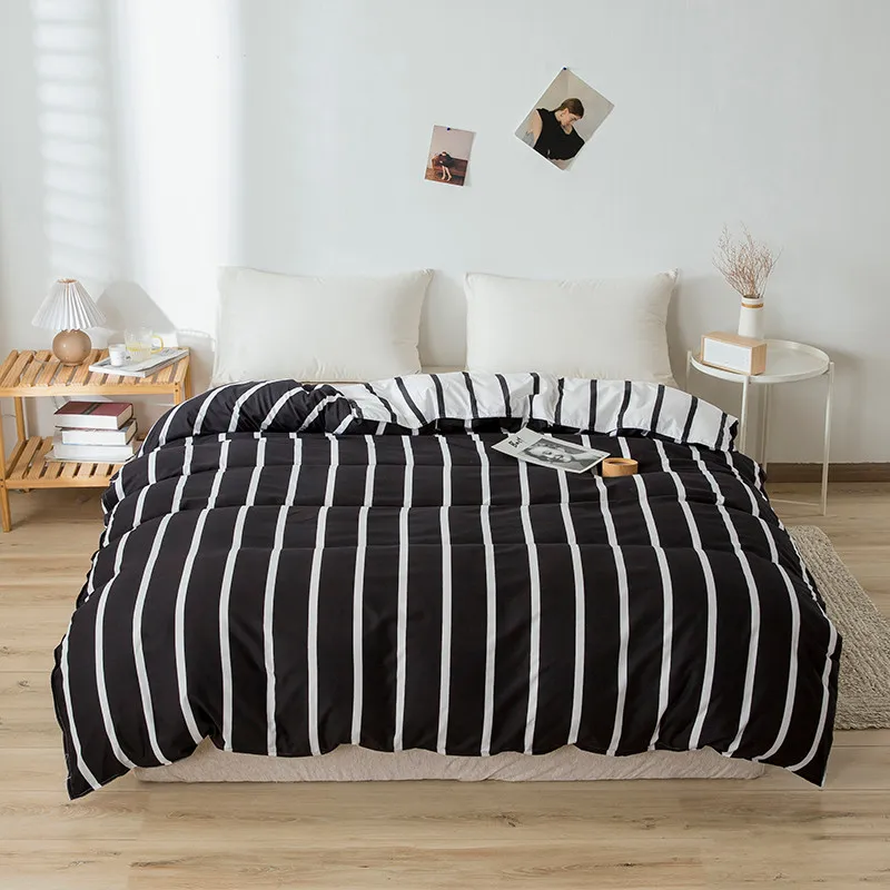 Housse de couette en Polyester 150x200cm, 1 pièce, housse de couette simple, motif cœur, grille, rayures, impression, linge de maison pour quatre saisons